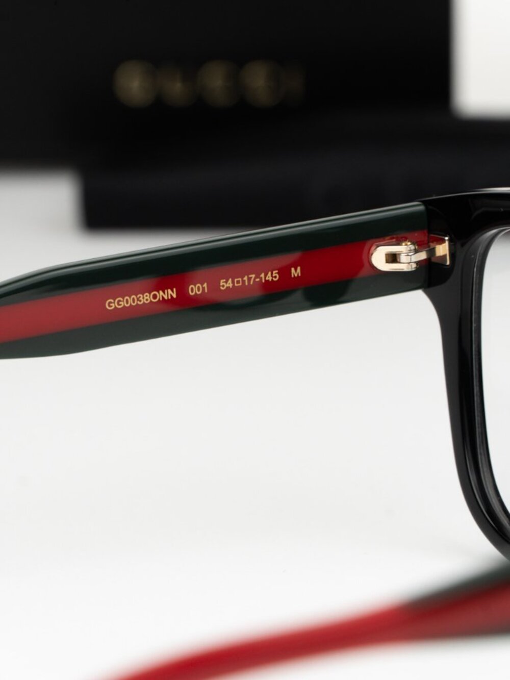 Gucci Women Eyeglasses Black Green Demo Square GG0038ONN 001 NEW AUTHENTIC - Picture 5 of 7